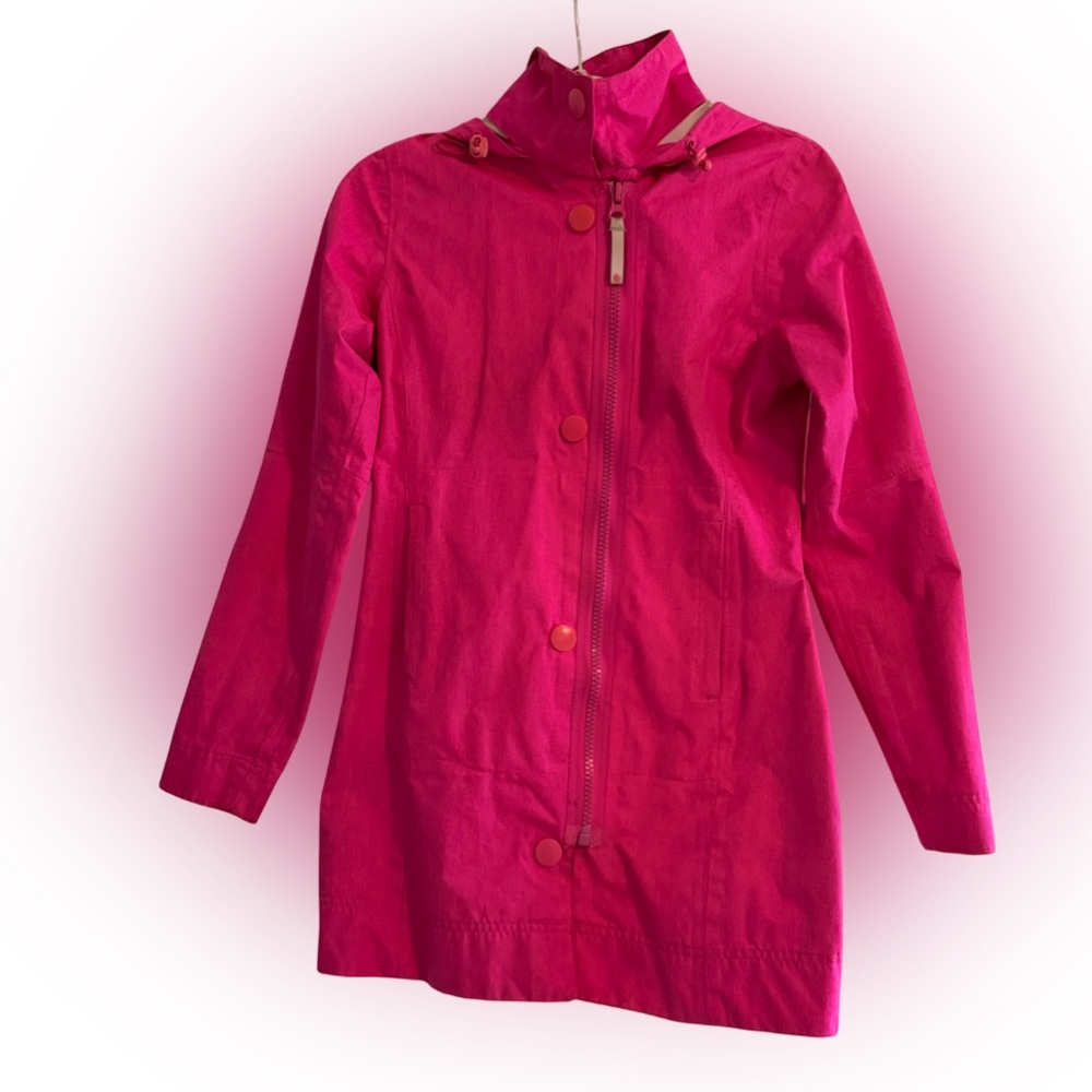 MPG Mondetta Performance Long Hooded Rain Jacket Hot Pink Small